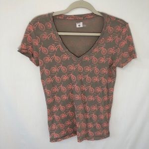 BDG small v neck pink bicycle t shirt